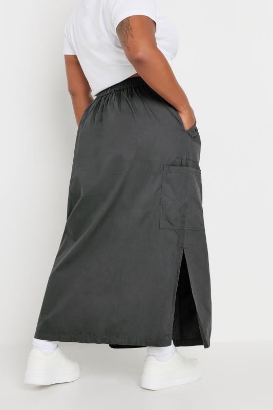 YOURS Plus Size Charcoal Grey Cargo Maxi Skirt | Yours Clothing  5