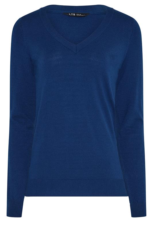 LTS Tall Cobalt Blue Knit V-Neck Jumper | Long Tall Sally 5