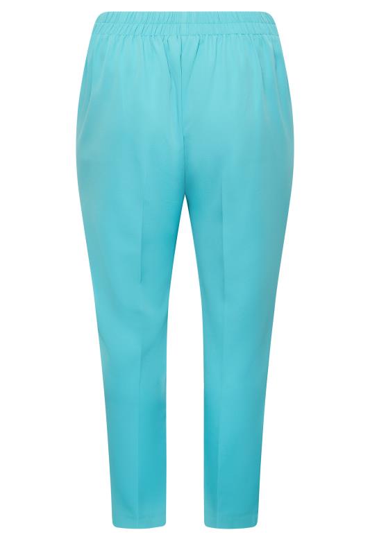 YOURS Plus Size Curve Bright Blue Darted Waist Tapered Trousers  6