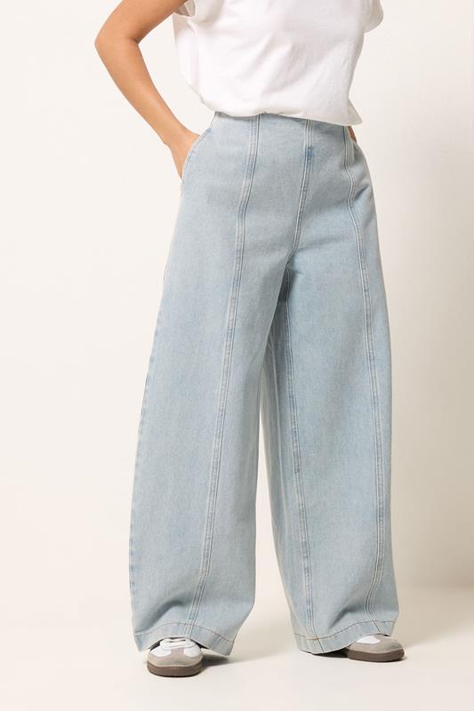 PixieGirl Petite Women's Light Blue Seam Front Balloon Jeans | PixieGirl 2