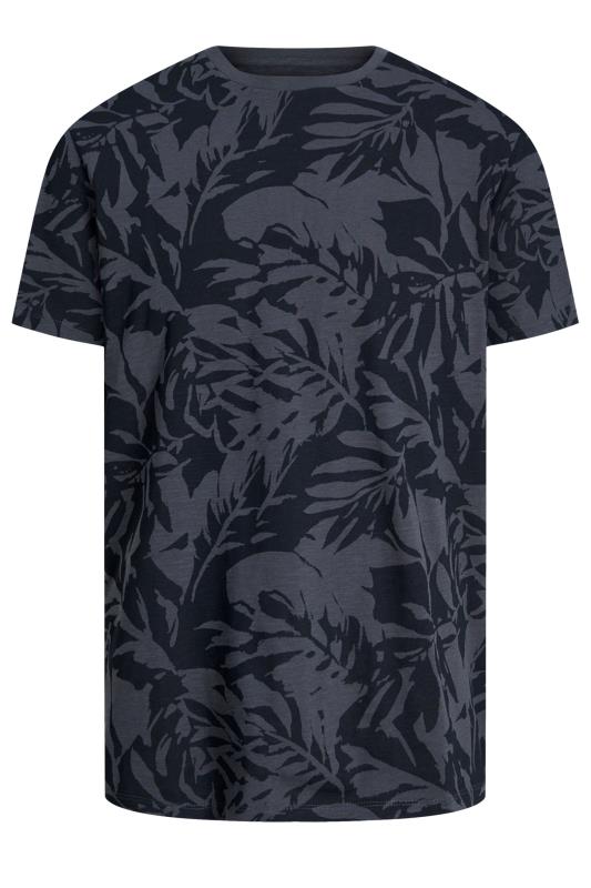  Grande Taille JACK & JONES Big & Tall Asphalt Black Leaf Print Short Sleeve T-Shirt