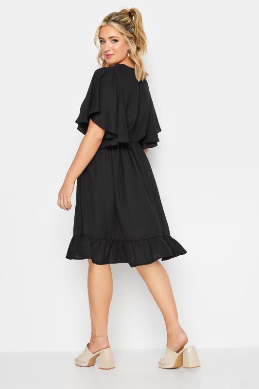 LIMITED COLLECTION Plus Size Black Frill Sleeve Wrap Tunic Dress | Yours Clothing 4