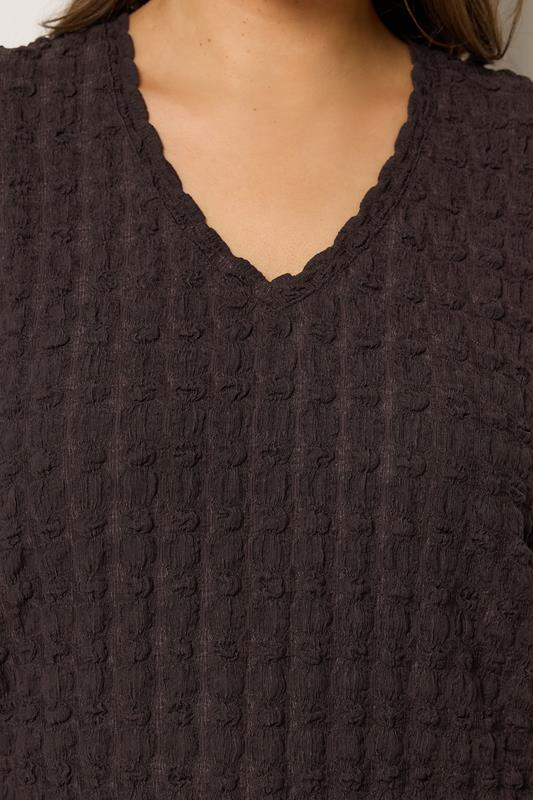 YOURS Plus Size Set Chocolate Brown Set Bubble Textured Top & Trousers | Yours Clothing 5