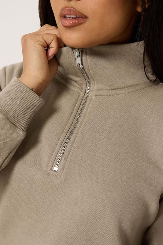 M&Co Petite Mocha Brown Quarter Zip Sweatshirt | M&Co 4