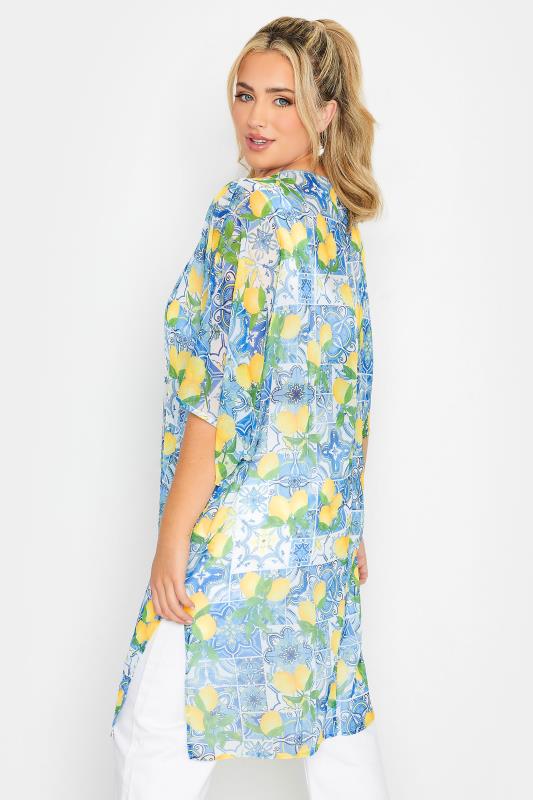 YOURS Plus Size Blue Lemon Print Beach Kimono | Yours Clothing 6