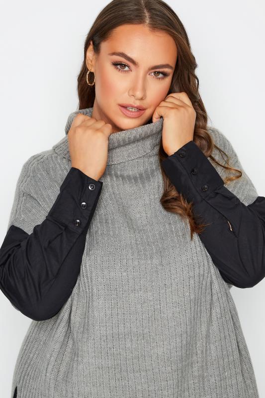 Plus Size Curve Grey Ribbed Knit Tabard Vest Top | Yours Clothing 4