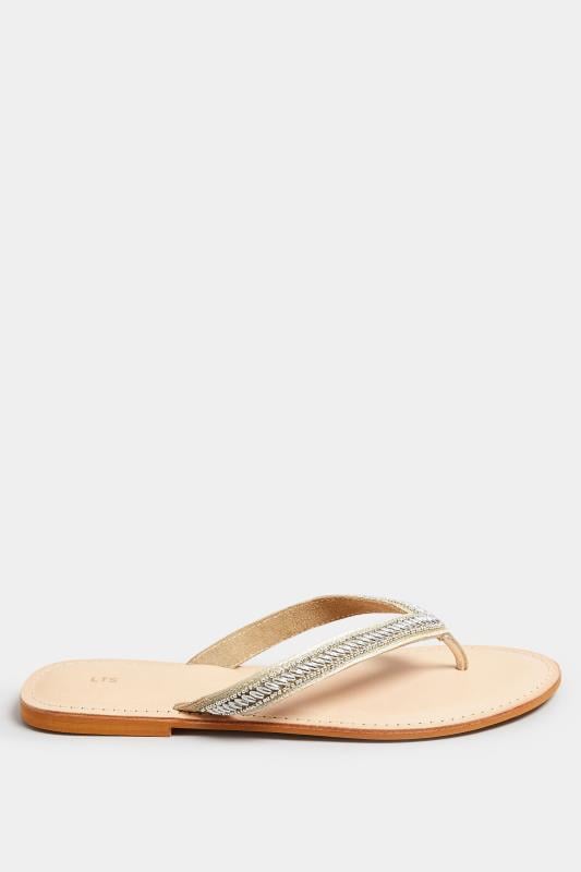 LTS Gold Embellished Flip Flop Sandal In Standard Fit | Long Tall Sally 3