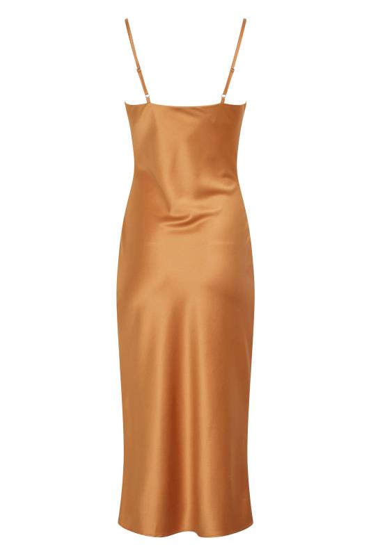 Petite Bronze Brown Satin Slip Dress 8