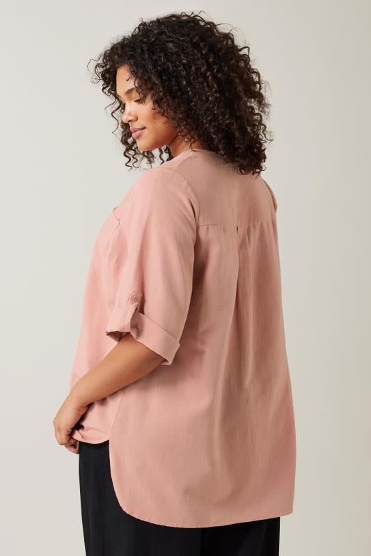 EVANS Plus Size Blush Pink Linen Utility Top | Evans  3