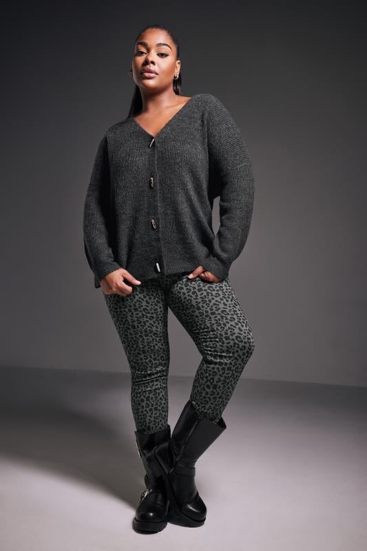  YOURS Curve Charcoal Grey Button Through Cardigan