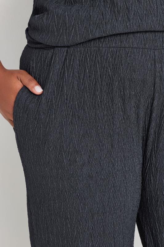 Yours Plus Size Grey Crinkle Plisse Wide Leg Trousers | Yours Clothing 5