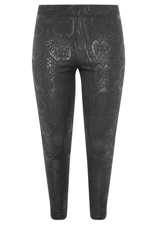 Plus Size Black Snake Print Leather Look Leggings | Yours Clothing 4