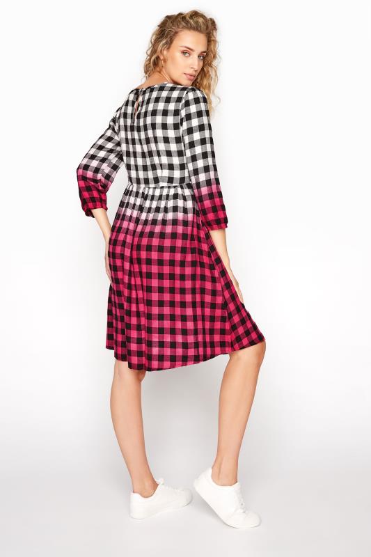 LTS Tall Pink Ombre Check Smock Dress 3