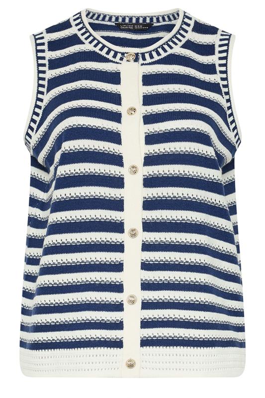 LIMITED COLLECTION Plus Size Navy Blue Stripe Knitted Waistcoat | Yours Clothing 6