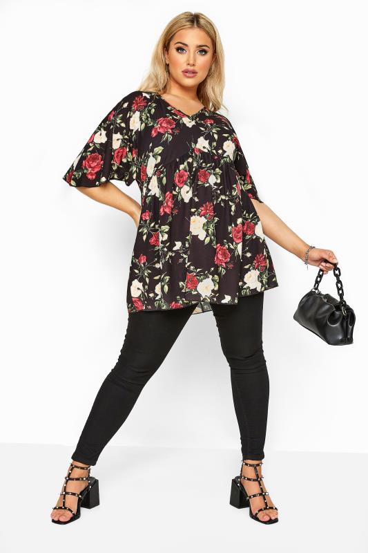 LIMITED COLLECTION Black Floral Kimono Sleeve Top 2