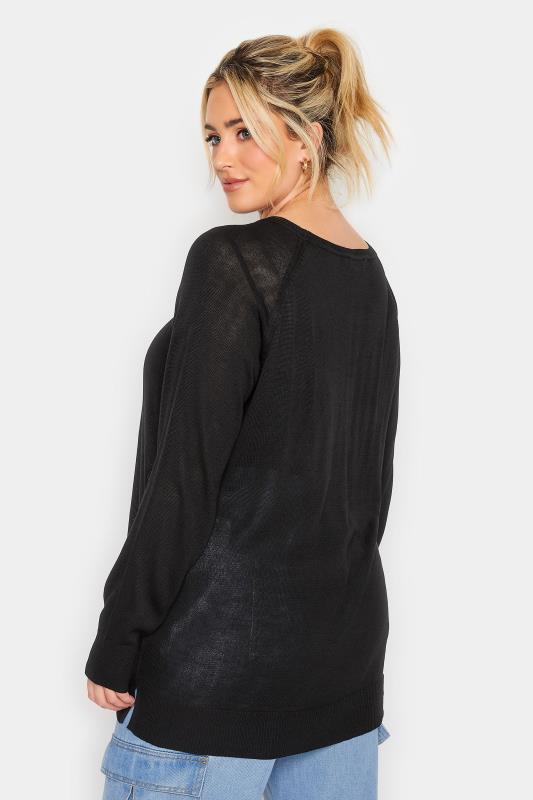 YOURS PETITE Curve Black Fine Knit Jumper | Yours Clothing 3