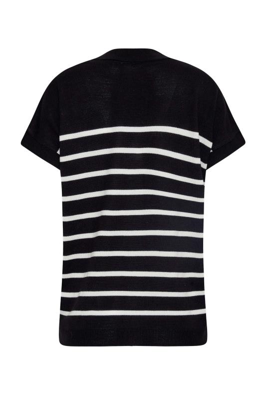 Petite Black Stripe Print Collared Sweater Vest 7