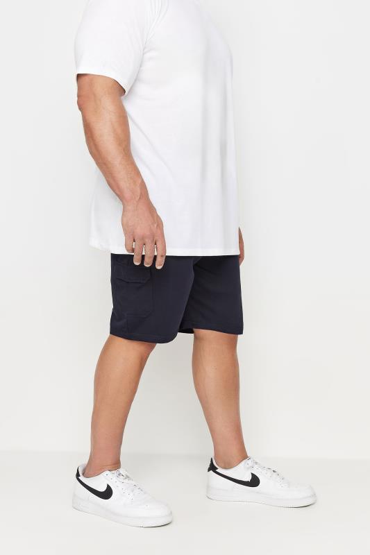  Grande Taille D555 Big & Tall Navy Blue Cotton Jogger Shorts