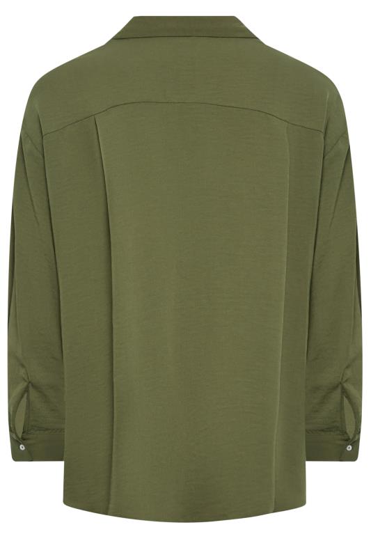 Yours Plus Size Khaki Green Cuffed Sleeve Shirt | Yours Closing 7