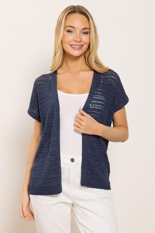  M&Co marineblauwe vest met korte mouwen