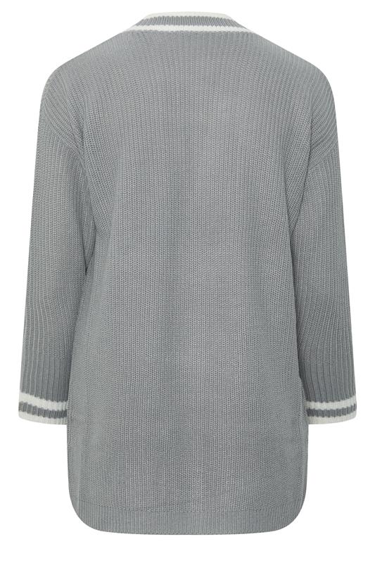 YOURS Plus Size Grey Contrast Edge Cardigan | Yours Clothing 2