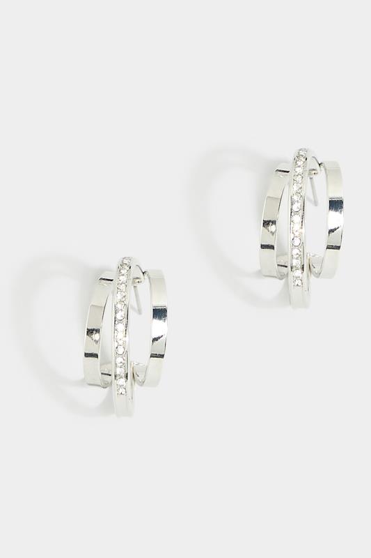 Silver Diamante Triple Hoop Earrings 1