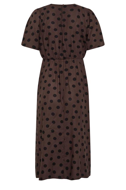 M&Co Brown Polka Dot Tulip Sleeve Dress | M&Co 6