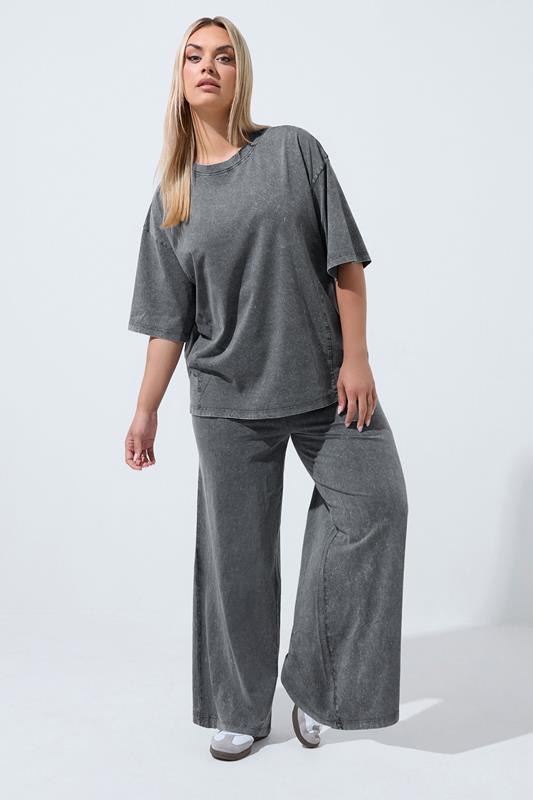 LIMITED COLLECTION Plus Size Grey Acid Wash Seam Detail Top | Yours Clothing 1