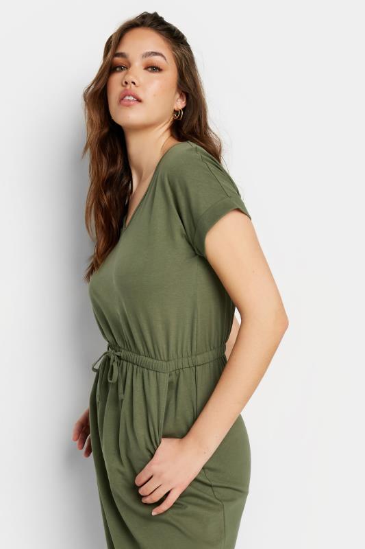 LTS Tall Women's Khaki Green Tie Waist Maxi T-Shirt Dress | Long Tall Sally 4