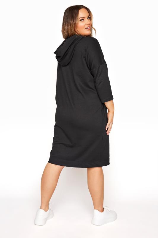 Black Longline Hoodie Dress | Yours 