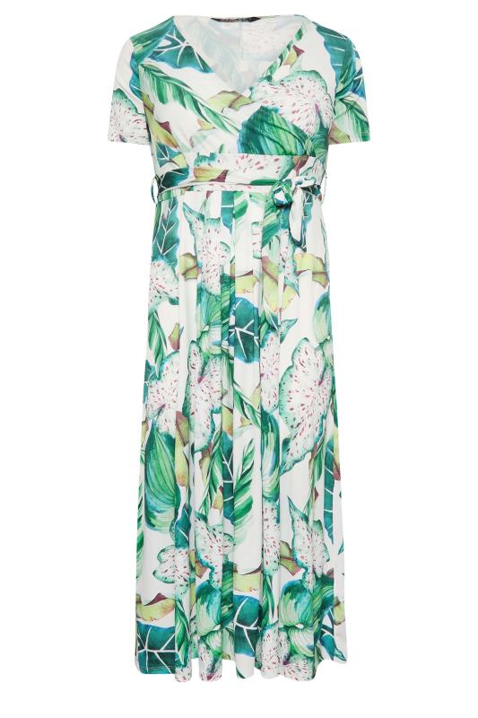 YOURS Curve Plus Size White Leaf Print Maxi Wrap Dress | Yours Clothing  6