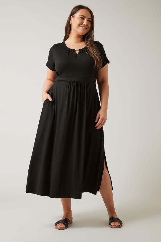 EVANS Plus Size Black Midaxi Dress | Evans 2