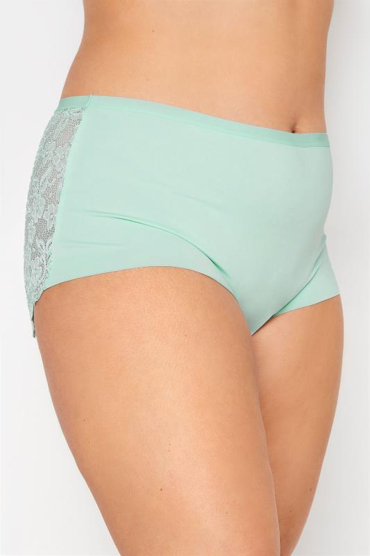 Curve Mint Green Lace Back High Waisted Knickers 2