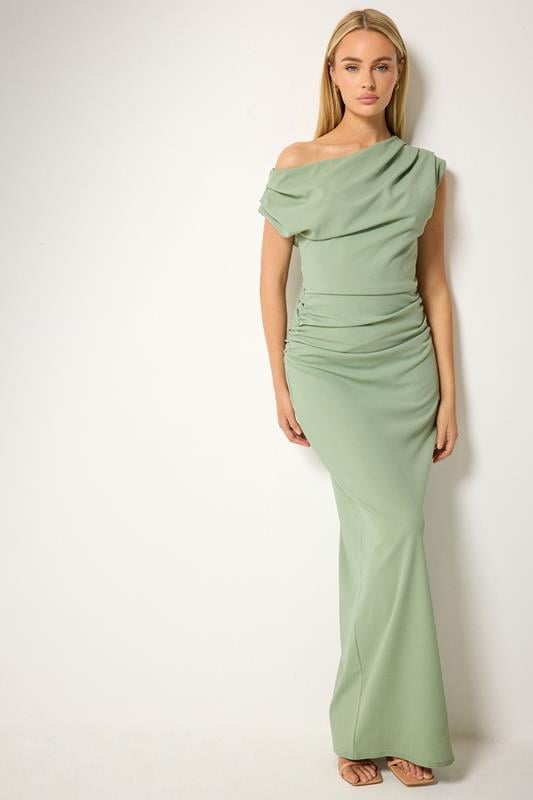  STAR Robe drapée vert sauge