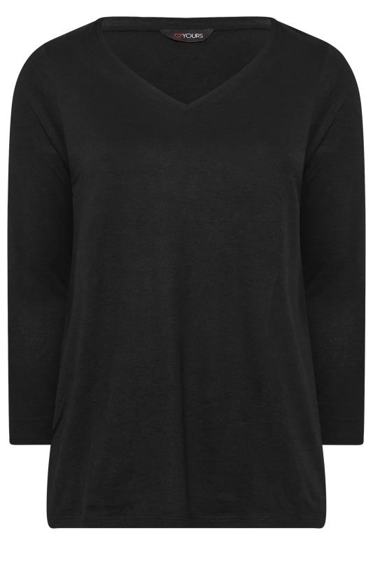 YOURS Plus Size Black Long Sleeve Essential T-Shirt | Yours Clothing 6
