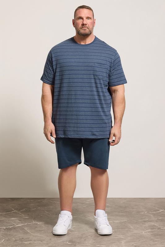 D555 Big & Tall Navy Blue Elasticated Waist Shorts | BadRhino 1
