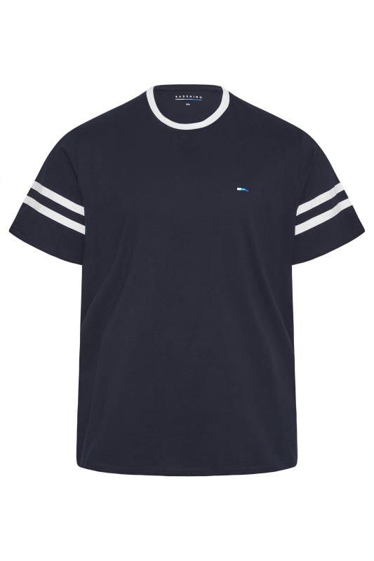BadRhino Big & Tall Navy Blue Baseball Stripe T-Shirt 3