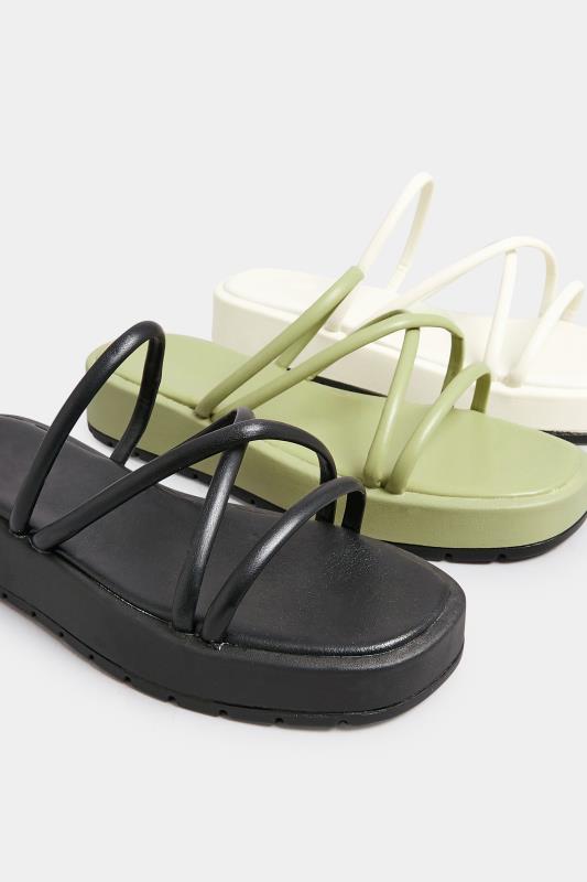 PixieGirl Black Strappy Flatform Sandals In Standard Fit | PixieGirl 7