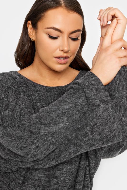 YOURS LUXURY Plus Size Charcoal Grey Batwing Sleeve Jumper | Yours Clothing 4