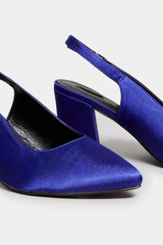 LIMITED COLLECTION Cobalt Blue Pointed Block Heel Court Shoes In Wide E Fit & Extra Wide EEE Fit 6