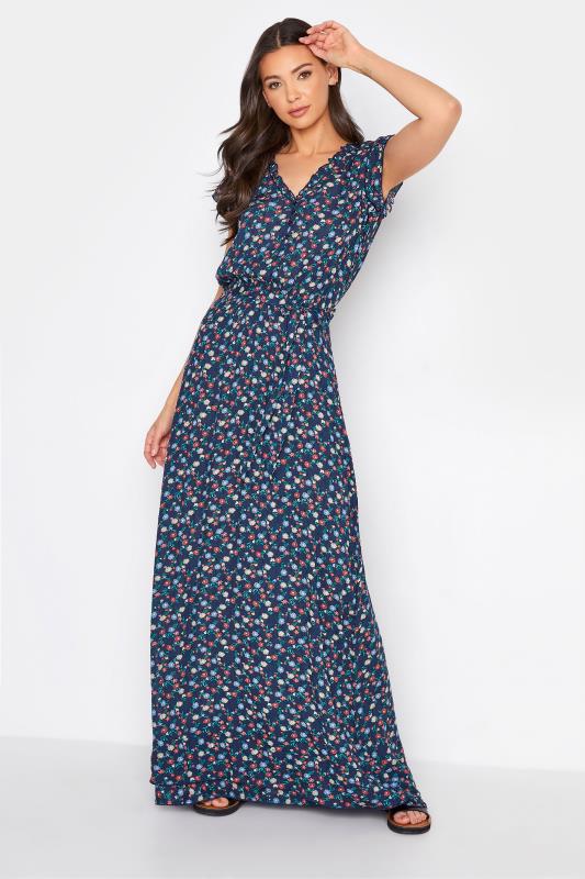 LTS Tall Navy Blue Floral Print Maxi Dress 1