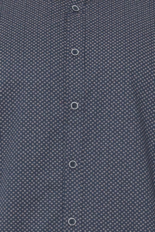 D555 Big & Tall Navy Blue Micro Spot Print Button Shirt | BadRhino 2