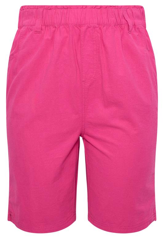 YOURS Plus Size Hot Pink Elasticated Cool Cotton Shorts | Yours Clothing 5