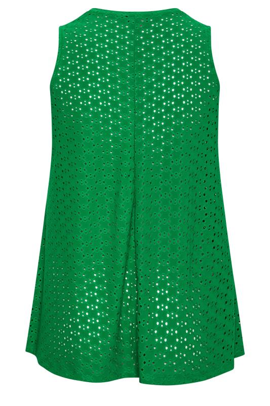 YOURS Plus Size Green Pointelle Vest Top | Yours Clothing 6