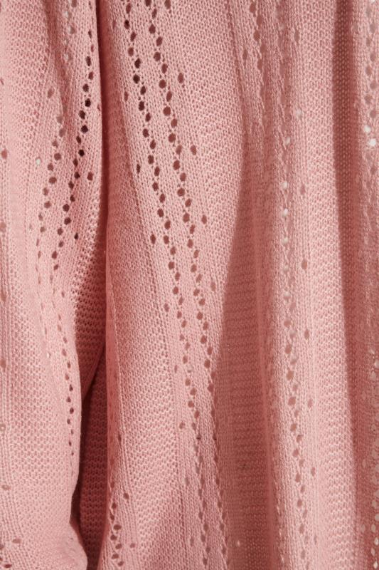 Plus Size Curve Pink Pointelle Balloon Sleeve Cardigan | Yours Clothing 5