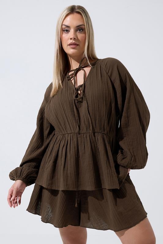  LIMITED COLLECTION Chocoladebruine mousseline top