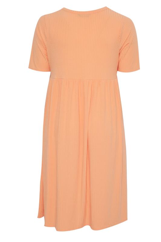LIMITED COLLECTION Plus Size Light Orange Ribbed Peplum Midi Dress | Yours Clothing  7