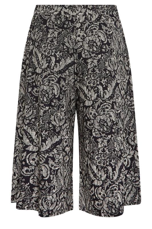 YOURS Curve Black Paisley Print Culottes | Yours Clothing 6