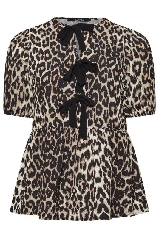 LIMITED COLLECTION Plus Size Natural Brown Leopard Print Bow Top | Yours Clothing 6