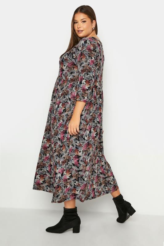 Curve Black Floral Side Pocket Midaxi Dress 3